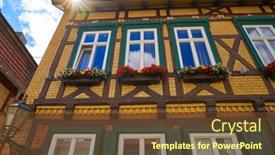  Presentation with city - Colorful PPT layouts enhanced with quedlinburg-city-facades-in-harz backdrop and a tawny brown colored foreground