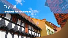  Presentation with city - Slides having quedlinburg-city-facades-in-harz background and a teal colored foreground
