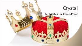  Presentation with king crown - PPT theme enhanced with queen - king crown isolated on white background and a white colored foreground