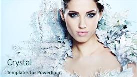  Presentation with young woman wearing boxer gloves - PPT theme consisting of queen - young woman in creative image background and a sky blue colored foreground