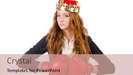  Presentation with boxer - PPT theme enhanced with queen boxer businesswoman isolated on white background and a coral colored foreground