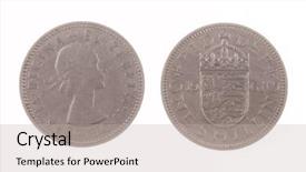  Presentation with british redcoat - Slide set featuring queen elizabeth - 1961 british one shilling coin background and a  colored foreground