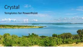  Presentation with uganda - Audience pleasing PPT theme consisting of kazinga channel in queen elizabeth backdrop and a light blue colored foreground