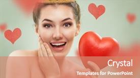  Presentation with queen - Cool new PPT layouts with queen hearts - beautiful woman with red heart backdrop and a coral colored foreground