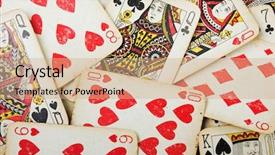  Presentation with gambling - PPT theme featuring queen hearts - cards gambling leisure poker game background and a coral colored foreground