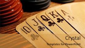  Presentation with playing cards - PPT theme with queen hearts - playing cards with chips background and a gold colored foreground