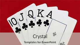  Presentation with bridge playing cards - Amazing presentation theme having queen hearts - royal flush playing cards backdrop and a light gray colored foreground