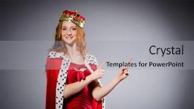  Presentation with queen - Amazing slides having queen in red dress in studio backdrop and a light gray colored foreground