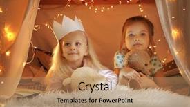  Presentation with little girls birthday - Amazing presentation theme having cute little girls in hovel at home backdrop and a coral colored foreground