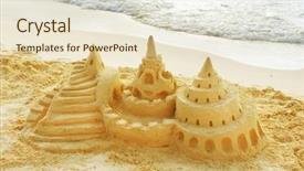  Presentation with beach wedding heart on sand - Audience pleasing theme consisting of sand castle on the beach backdrop and a lemonade colored foreground