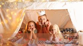  Presentation with young children playing - Audience pleasing PPT layouts consisting of love party magic - young woman and cute children backdrop and a red colored foreground