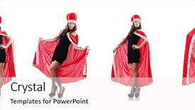  Presentation with queen - Presentation theme having queens - woman queen in funny concept background and a  colored foreground