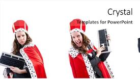  Presentation with queen - Presentation design featuring queens - woman queen in funny concept background and a white colored foreground