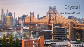  Presentation with new york - Slide deck featuring queens-new-york-usa-view background and a light blue colored foreground