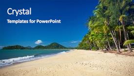  Presentation with palm beach - Slide set with queensland - palm trees on the beach background and a dark gray colored foreground