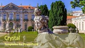  Presentation with gardens - Audience pleasing PPT theme consisting of queluz portugal sphinx sculpture backdrop and a tawny brown colored foreground