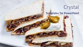  Presentation with meat beef - Slides with quesadilla-filled-with-minced-beef background and a sky blue colored foreground