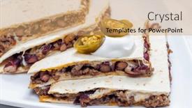  Presentation with meat beef - PPT layouts with quesadilla-filled-with-minced-beef background and a coral colored foreground