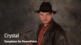  Presentation with explorer - Slide deck featuring quest - adventurer explorer with fedora hat background and a wine colored foreground