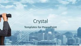  Presentation with business idea modern abstract - Beautiful presentation theme featuring quest - business woman with binoculars backdrop and a sky blue colored foreground