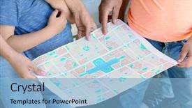  Presentation with life journey road map - Amazing PPT theme having quest - family looking for road backdrop and a light blue colored foreground