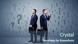  Presentation with question marks - Audience pleasing presentation theme consisting of question and exclamation mark backdrop and a ocean colored foreground