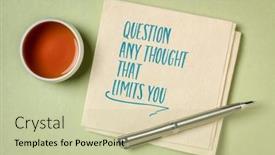  Presentation with thought - Presentation theme enhanced with question-any-thought-that-limits background and a soft green colored foreground
