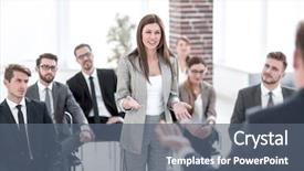  Presentation with question - Audience pleasing slide set consisting of question at a business seminar backdrop and a gray colored foreground