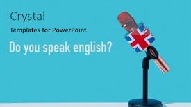  Presentation with union jack flag - Presentation theme consisting of question-do-you-speak-english background and a teal colored foreground