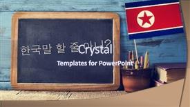  Presentation with korea flag - Beautiful PPT theme featuring question do you speak korean backdrop and a tawny brown colored foreground