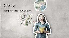  Presentation with yellow - Presentation design with question female character - young pretty woman with yellow background and a  colored foreground