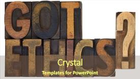  Presentation with ethics - Amazing slides having question in vintage wooden letterpress backdrop and a tawny brown colored foreground