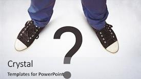  Presentation with question - Presentation consisting of question mark and black shoe background and a light gray colored foreground