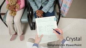  Presentation with parent child covid 19 - PPT layouts enhanced with cropped view african american - doctor consulting parent and child background and a light gray colored foreground
