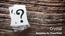  Presentation with solution - Theme with question-mark-heap-on-wood background and a tawny brown colored foreground
