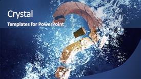  Presentation with question - Presentation design featuring question mark in water background and a ocean colored foreground