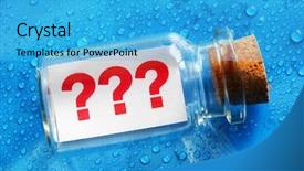  Presentation with uncertainty - Audience pleasing presentation consisting of question mark symbols message backdrop and a teal colored foreground