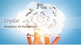  Presentation with question marks - Cool new slide deck with question marks over mobile phone backdrop and a cream colored foreground