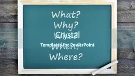  Presentation with questions question marks idea - PPT theme consisting of question marks text on school background and a ocean colored foreground