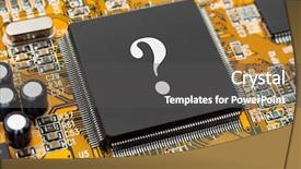 Presentation with chip - Colorful PPT layouts enhanced with question on computer chip - business backdrop and a dark gray colored foreground