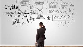  Presentation with unlock potential motivational concept manager - Audience pleasing slide deck consisting of question time - angry manager looking to wall backdrop and a light gray colored foreground