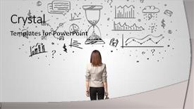  Presentation with unlock potential motivational concept manager - Cool new PPT layouts with question time - angry manager looking to wall backdrop and a light gray colored foreground