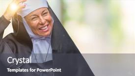  Presentation with nun - Audience pleasing presentation theme consisting of question uncertain with doubt thinking backdrop and a dark gray colored foreground