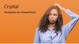  Presentation with woman business - Beautiful PPT layouts featuring question uncertain with doubt backdrop and a gold colored foreground