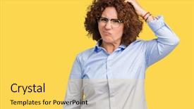  Presentation with businees - Slide deck with question uncertain with doubt background and a yellow colored foreground