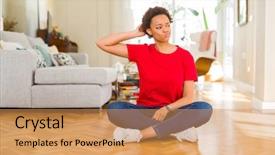  Presentation with african american woman question - Theme having question uncertain with doubt background and a coral colored foreground