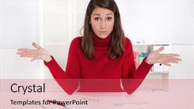  Presentation with problem statement problems and solutions - Slide set consisting of question womam - businesswoman with problems at work background and a red colored foreground