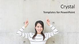  Presentation with concrete wall questions - Beautiful theme featuring question womam - woman thinking against concrete wall backdrop and a light gray colored foreground