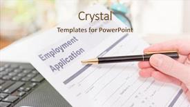  Presentation with application for employment - PPT theme consisting of questionary - blank employment application form background and a cream colored foreground