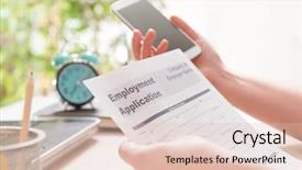  Presentation with application for employment - Colorful PPT theme enhanced with questionary - blank employment application form backdrop and a lemonade colored foreground